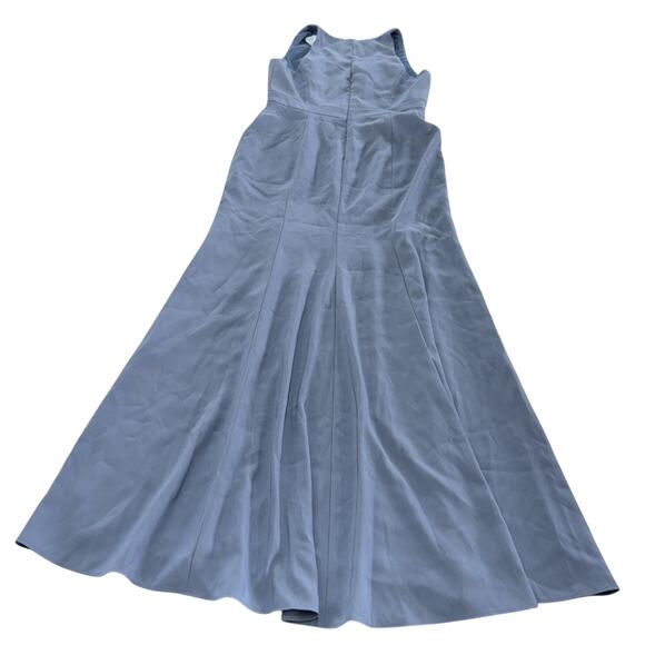 After Six Dress Womens 8R Larkspur Blue V Neck Keyhole Crepe Trumpet Gown 6821 - Picture 4 of 10